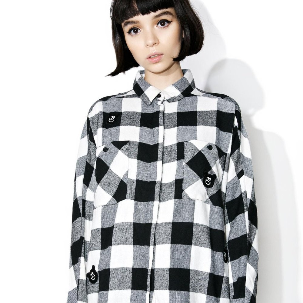 Lazy Oaf bear check shirt